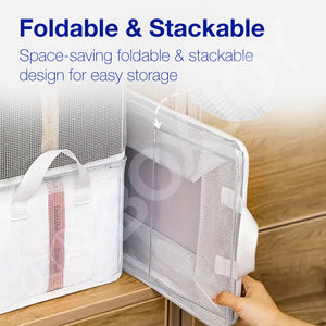 BOXJOY PVC Nylon Mesh Foldable White Transparent Clothes Basket