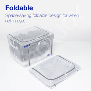 BOXJOY Pack of 2 100L PVC Nylon Mesh Foldable White Transparent Clothes Box