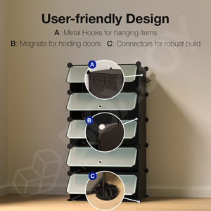 BOXJOY Plastic 5 Shelf Clothes Rack