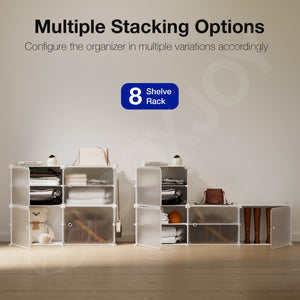 BOXJOY Plastic 8 Shelf Black Translucent Clothes Rack