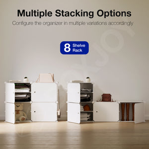 BOXJOY Plastic 8 Shelf Black Translucent Clothes Rack