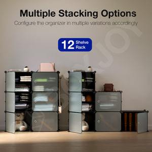 BOXJOY Plastic 12 Shelf Clothes Rack