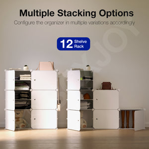 BOXJOY Plastic 12 Shelf Clothes Rack