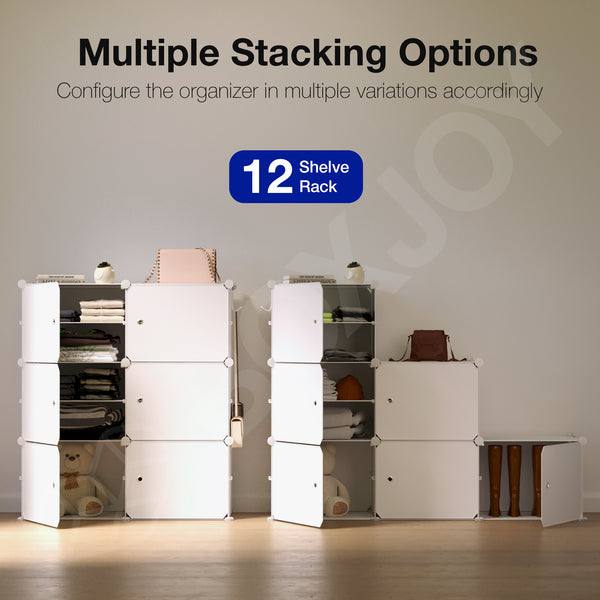 BOXJOY Plastic 12 Shelf Clothes Rack