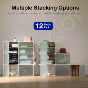 BOXJOY Plastic 12 Shelf Clothes Rack