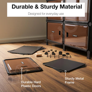 BOXJOY Hard Plastic 12 Shelf Black Clothes Rack - Brown Door Pack of 1