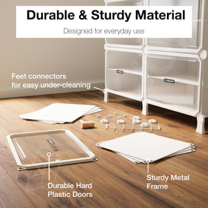 BOXJOY Hard Plastic 12 Shelf White Shoe Rack with Transparent Door