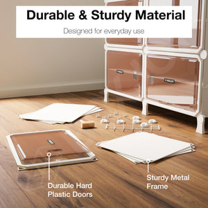 BOXJOY Hard Plastic 12 Shelf White Clothes Rack - Brown Door Pack of 1