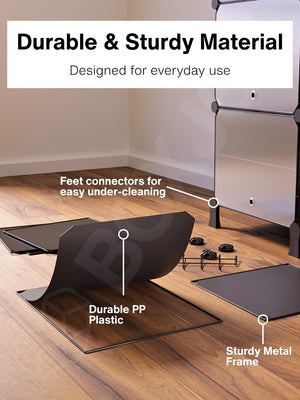 Durable material of the black shoe wardrobe showing a metal frame and plastic components.