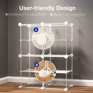 BOXJOY Plastic 8 Shelf White Display Transparent for Sneakers