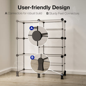 BOXJOY Plastic 9 Shelf Translucent Storage Rack with Feet