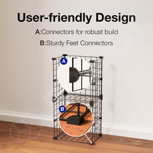 BOXJOY Metal Mesh 4 Shelf Black Wardrobe Storage Rack - Vertical