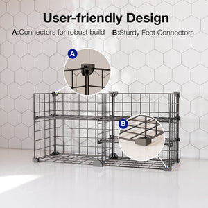 BOXJOY Metal Mesh 5 Shelf Black Kitchen Storage Rack - Horizontal