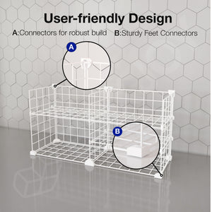 BOXJOY Metal Mesh 5 White Kitchen Storage Rack - Horizontal