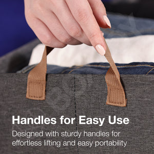 BOXJOY Oxford Fabric Foldable Grey Clothes Basket with Steel Frame