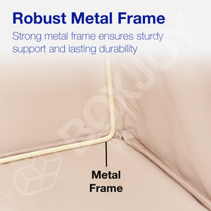 BOXJOY Polyester Cotton Foldable Light Grey Clothes Basket - with Steel Frame