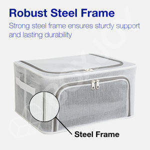 BOXJOY Pack of 2 24L PVC Nylon Mesh Foldable White Transparent Clothes Box