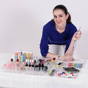 BOXJOY Set of 25 Acrylic Rectangular Transparent Trays