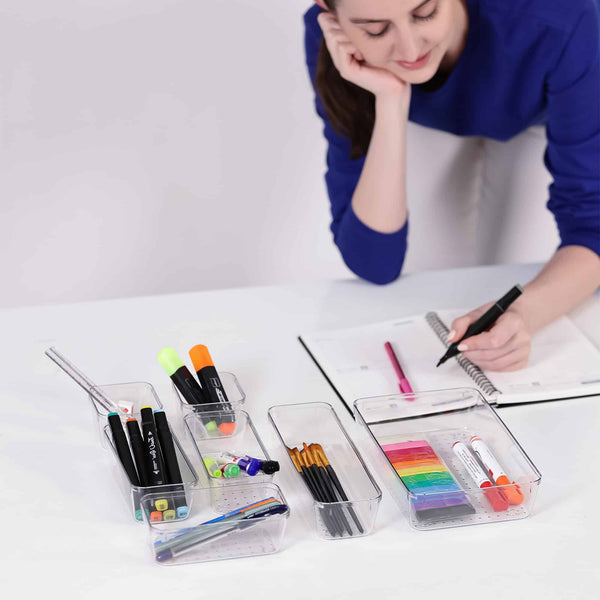 BOXJOY Set of 7 Acrylic Rectangular Transparent Trays