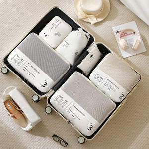 BOXJOY Premium White Travel Packing Cubes - 7 Pcs