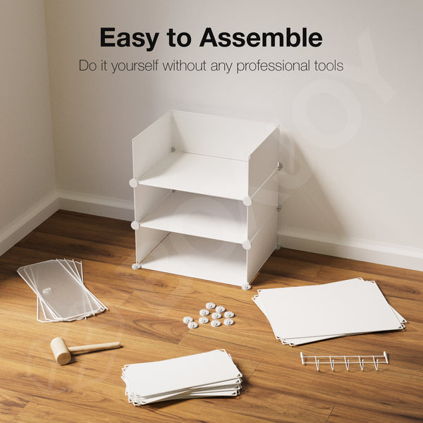 BOXJOY Plastic 5 Shelf Black Translucent Shoe Rack