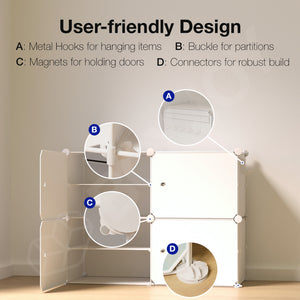 BOXJOY Plastic 8 Shelf Black Translucent Clothes Rack