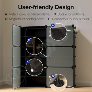 BOXJOY Plastic 12 Shelf Clothes Rack