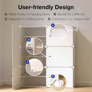 BOXJOY Plastic 12 Shelf Clothes Rack