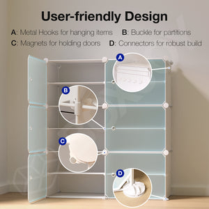 BOXJOY Plastic 12 Shelf Clothes Rack