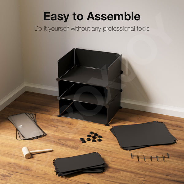 BOXJOY Plastic 5 Shelf Black Translucent Shoe Rack