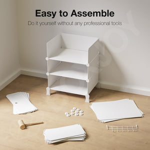 BOXJOY Plastic 5 Shelf White Clothes Rack with White Doors