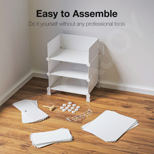 BOXJOY Plastic 5 Shelf White Shoe Rack with White Doors