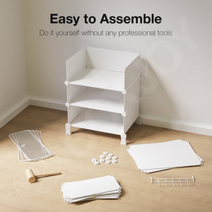 BOXJOY Plastic 5 Shelf White Clothes Rack and Translucent Doors