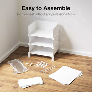 BOXJOY Plastic 5 Shelf White Shoe Rack with Translucent Doors