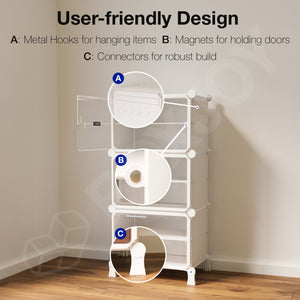 BOXJOY Hard Plastic 6 Shelf White Shoe Rack with Transparent Door