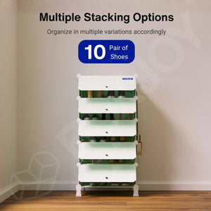 BOXJOY Plastic 5 Shelf Green Shoe Rack - Green Door Pack of 1