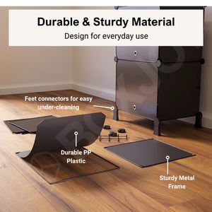 BOXJOY Plastic 6 Shelf Black Shoe Rack with Translucent Doors
