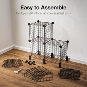 BOXJOY Metal Mesh 6 Shelf Black Cube Storage Rack with Feet - Plant Stand