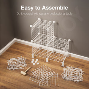 BOXJOY Metal Mesh 6 Shelf White Cube Storage Rack with Feet - Plant Stand