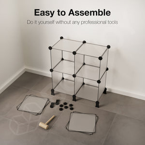 BOXJOY Plastic 6 Shelf Translucent Storage Rack with Feet