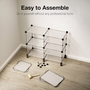 BOXJOY Plastic 9 Shelf Translucent Storage Rack with Feet