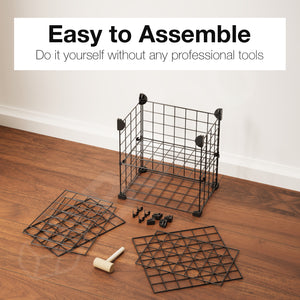 BOXJOY Metal Mesh 4 Shelf Black Wardrobe Storage Rack - Vertical