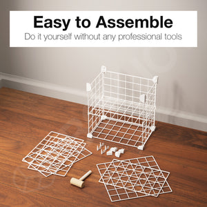 BOXJOY Metal Mesh 4 Shelf White Wardrobe Storage Rack - Vertical