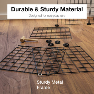 BOXJOY Metal Mesh Portable Black Pet Pen with Lock