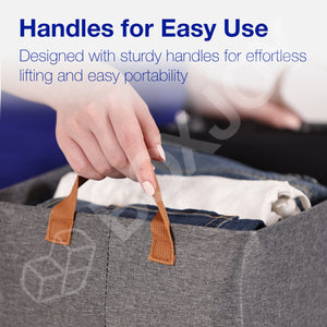 BOXJOY Premium Oxford Fabric Foldable Grey Clothes Basket - with Steel Frame