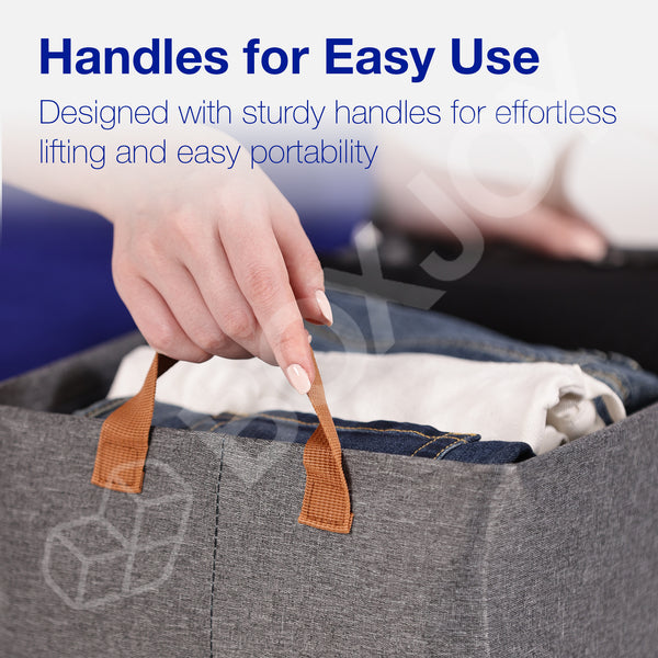 BOXJOY Oxford Fabric Foldable Grey Clothes Basket - with Steel Frame