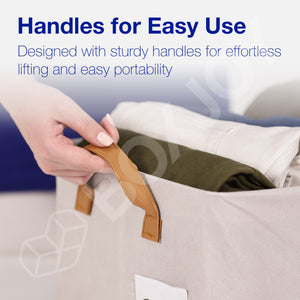 BOXJOY Polyester Cotton Foldable Light Grey Clothes Basket - with Steel Frame