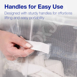 BOXJOY Pack of 2 100L PVC Nylon Mesh Foldable White Transparent Clothes Box