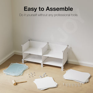 BOXJOY Plastic 8 Shelf White Cloth Rack with Transulcent Doors