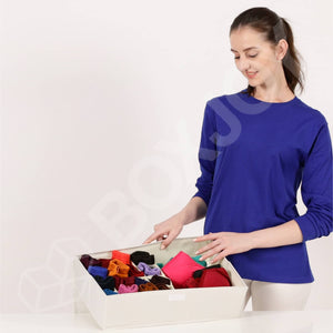 BOXJOY Polyester Foldable Light Grey Clothes Basket - 17 Grid